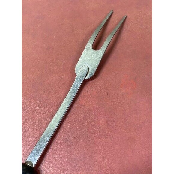Vintage EKCO Lifting/Turning Meat Fork with Faux Wood Handle - Picture 6 of 11